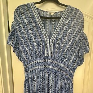 $15 Max Studio Blue and White Patterned Maxi Dress